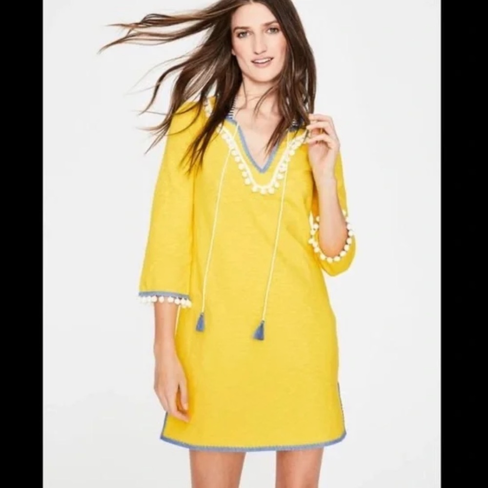 Boden Yellow Pom Pom Tunic